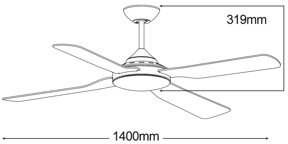 Martec Liberty Outdoor IP55 56" 4 Blade ABS Ceiling Fan Matt Black Martec, FANS, mlf144mip